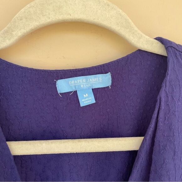 Draper James RSVP Purple Textured Puff Sleeve Midi Dress Size M - Picture 4 of 9